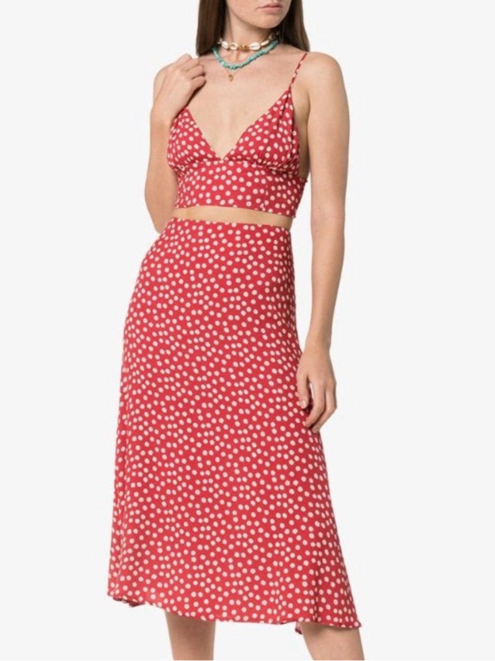 Reformation Red Polka Dot Skirt Set - Picture 10 of 11